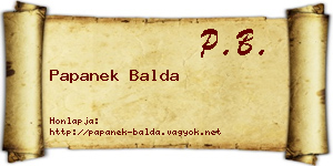 Papanek Balda névjegykártya